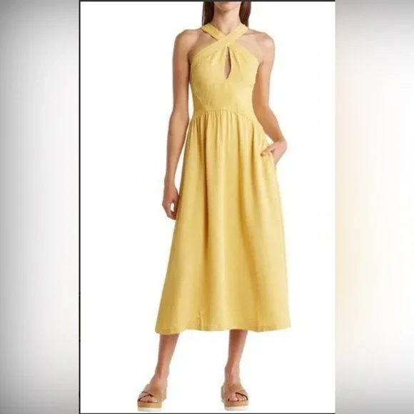 Reiss Women's Orla Halter Midi Dress Yellow, Size 6, $345
